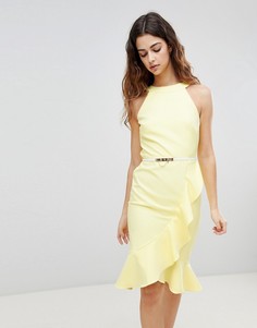 Платье с оборкой и поясом Paper Dolls - Желтый
