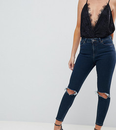 Синие джинсы скинни с завышенной талией ASOS DESIGN Petite Ridley - Синий