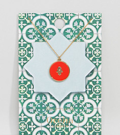 Позолоченное ожерелье с эмалированной хамсой Orelia - Красный