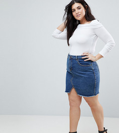 Джинсовая мини-юбка с необработанным краем Liquor N Poker Plus - Синий