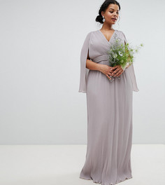 Платье макси с запахом и кейпом TFNC Plus Bridesmaid - Серый