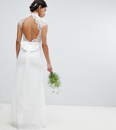 Платье макси с кружевным топом и фактурной отделкой TFNC Bridal - Белый