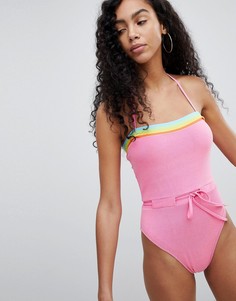 Слитный купальник колор блок Juicy Couture - Розовый