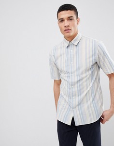 Рубашка в вертикальную полоску с короткими рукавами Selected Homme - Синий