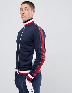 Темно-синий спортивный топ на молнии с полосатой отделкой и логотипом Tommy Hilfiger Sports Capsule - Темно-синий