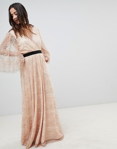 Кружевное платье макси с запахом Y.A.S - Розовый