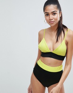 Бикини-топ колор блок PrettyLittleThing - Зеленый