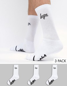 3 пары белых спортивных носков с логотипом Hype - Белый