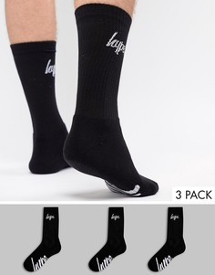 3 пары черных спортивных носков с логотипом Hype - Черный
