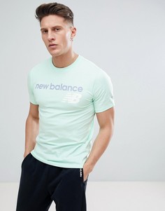 Зеленая футболка с классическим логотипом New Balance MT73581_SEF - Синий