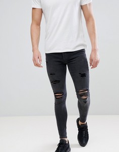 Черные обтягивающие джинсы с рваной отделкой Gym King - Черный