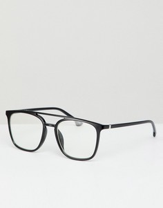 Квадратные очки с прозрачными стеклами Jeepers Peepers - Черный