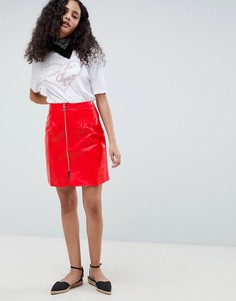 Виниловая юбка-трапеция с молнией Glamorous - Красный