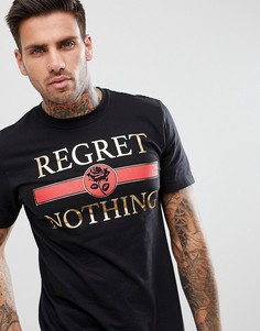 Черная футболка с принтом Regret Nothing boohooMAN - Черный