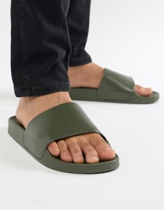 Темные шлепанцы хаки New Look - Зеленый