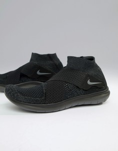 Мужские черные кроссовки Nike Running Free Run Motion Flyknit 2017 880845-003 - Черный