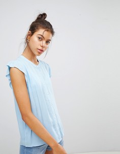 Джинсовая рубашка без воротника с короткими рукавами Blend She Elisa - Синий