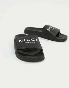 Черные шлепанцы с логотипом Nicce London - Черный