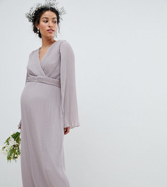 Платье макси с запахом и отделкой кейп TFNC Maternity - Серый