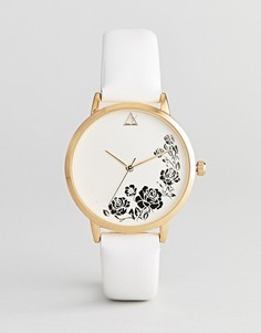 Часы с гравированным цветочным узором ASOS DESIGN - Белый