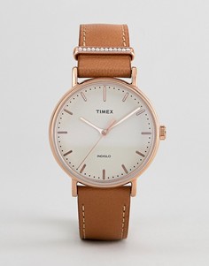 Часы с кожаным ремешком Timex TW2R70200 Fairfield - Рыжий