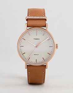 Часы с кожаным ремешком Timex TW2R70200 Fairfield - Рыжий