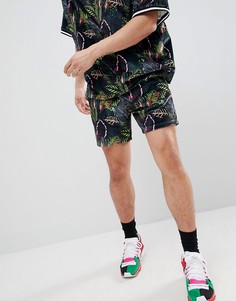 Шорты из велюра с принтом ASOS DESIGN - Черный