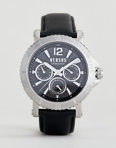 Часы с черным кожаным ремешком и хронографом Versus Versace Steenberg VSP520218 - 45 мм - Черный