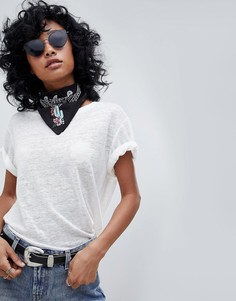 Шейный/головной платок с принтом пейсли и вышивкой ASOS DESIGN - Черный