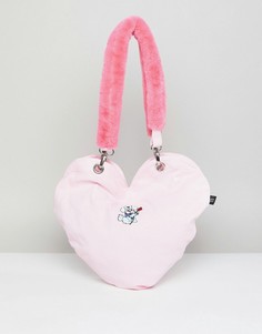 Сумка-тоут в форме сердца с ручкой из искусственного меха Lazy Oaf - Розовый
