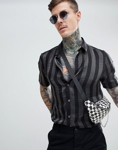 Рубашка классического кроя в блестящую полоску ASOS DESIGN - Черный