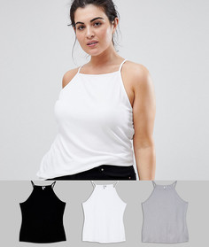 3 топа на бретелях с квадратным вырезом ASOS DESIGN - Скидка 8 - Мульти