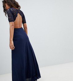 Платье макси с кружевным топом и открытой спиной John Zack Tall - Темно-синий