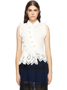 Топ из хлопка с перфорацией Self Portrait