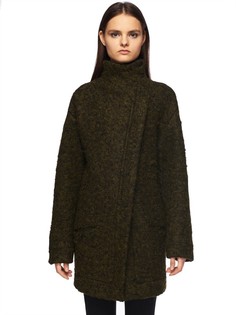 Фактурное пальто из шерсти с косой молнией Roque