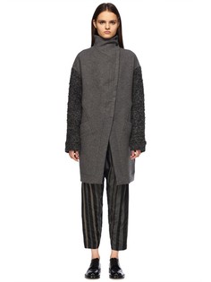 Комбинированное пальто с воротником-стойкой Roque