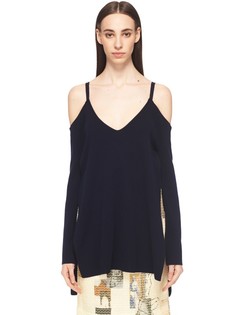 Топ из шерсти с открытыми плечами и длинным рукавом LOW Classic