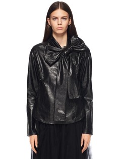 Блуза из экокожи с объемным бантом Marc Jacobs