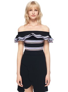 Топ из фактурного хлопка с открытыми плечами Msgm