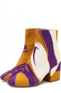 Текстильные ботильоны с принтом на устойчивом каблуке Dries Van Noten