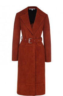 Замшевое пальто прямого кроя с поясом Elizabeth and James