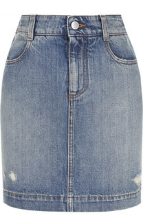 Джинсовая мини-юбка с потертостями Stella McCartney