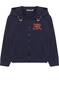 Хлопковый кардиган на молнии с капюшоном и отделкой из кристаллов Ermanno Scervino