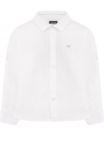 Льняная рубашка прямого кроя Armani Junior
