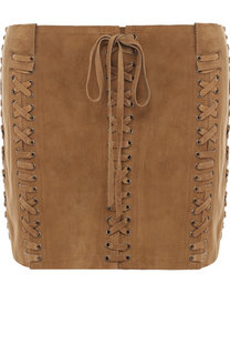 Замшевая мини-юбка со шнуровкой Saint Laurent