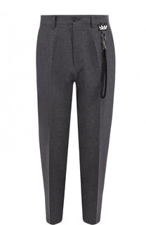 Льняные укороченные брюки прямого кроя Dolce & Gabbana