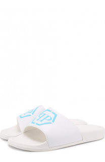 Резиновые шлепанцы с логотипом бренда Philipp Plein