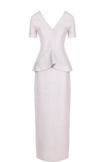 Приталенное платье-макси фактурной вязки с оборкой St. John