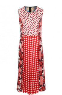 Платье-миди с круглым вырезом и принтом Marni