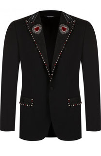 Шерстяной вечерний пиджак с отделкой Dolce & Gabbana
